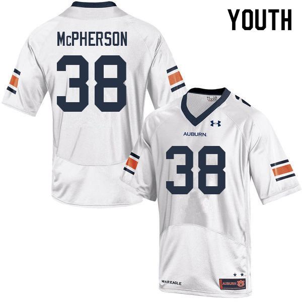Youth #38 Alex McPherson Auburn Tigers College Football Jerseys Sale-White - Click Image to Close